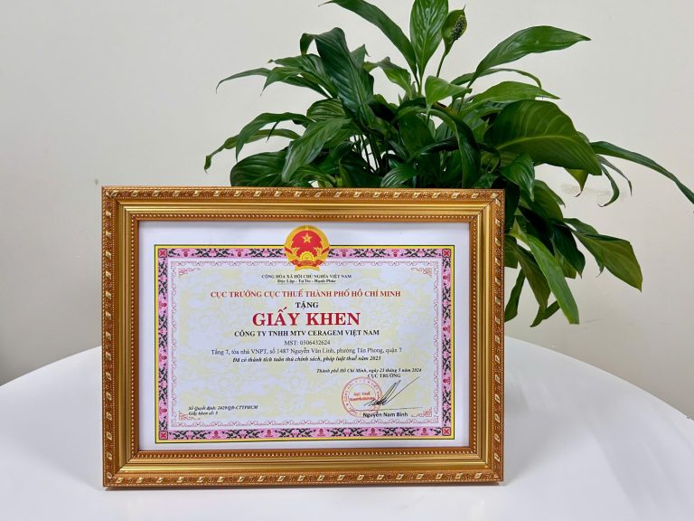 Ceragem Việt Nam Vinh Dự nhận giấy khen từ Cục Thuế Thành Phố Hồ Chí Minh